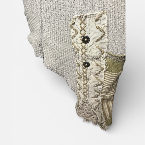 Free People Woman’s Cuff Thermal Long Sleeve Classic Top Sz XS Grey/Brown - Picture 5 of 8